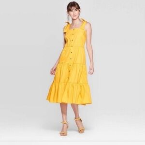 Who What Wear Yellow midi Sundress S